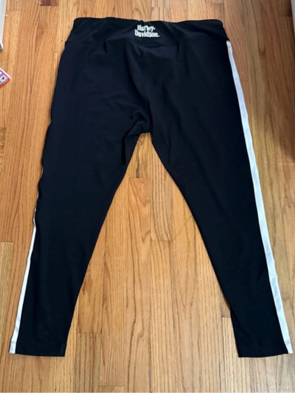 Harley-Davidson Black Leggings with White Side Stripes